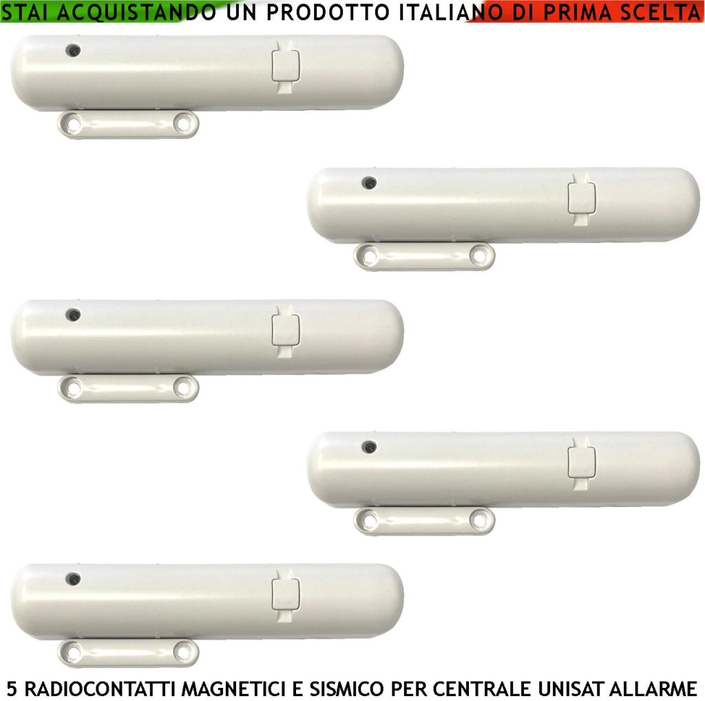 Sismico e Contatto Magnetico 5 Pezzi Trasmettitore Radio 2 Ingressi per Sensori Remoti Autonomi Contaimpulsi Regolabili da Remoto Tramite App Freq. 868 MHz Codifica UNISAT Segnal. Allarme Tramite Led