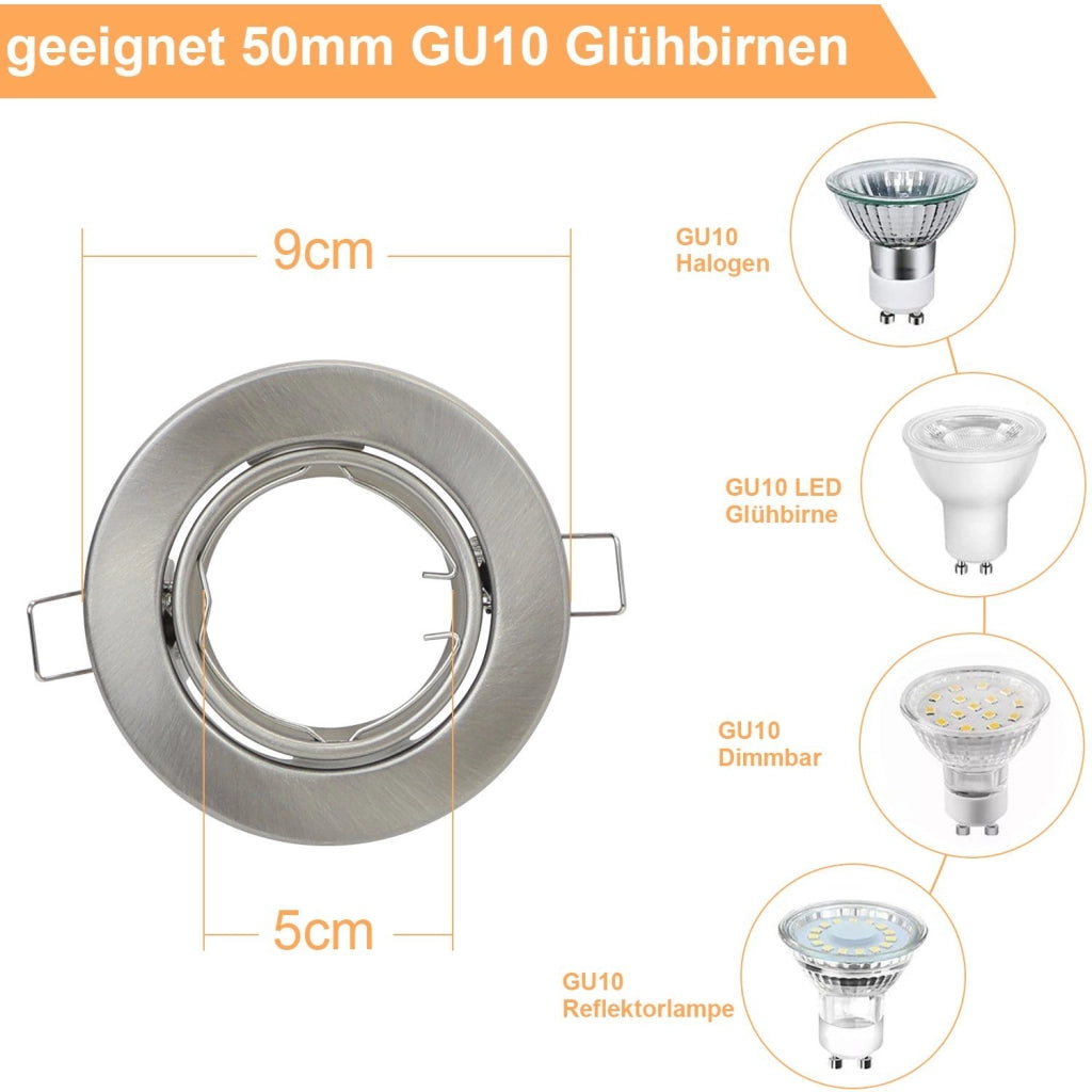 ZMH Faretto da soffitto LED 6 Pezzi con Attacco GU10 Orientabile 30° Lampade Alogene