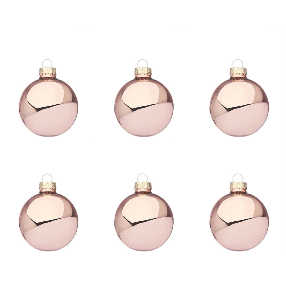 Palline di Natale in Vetro Rosa Lucido Addobbi Albero Diametro: 60 mm