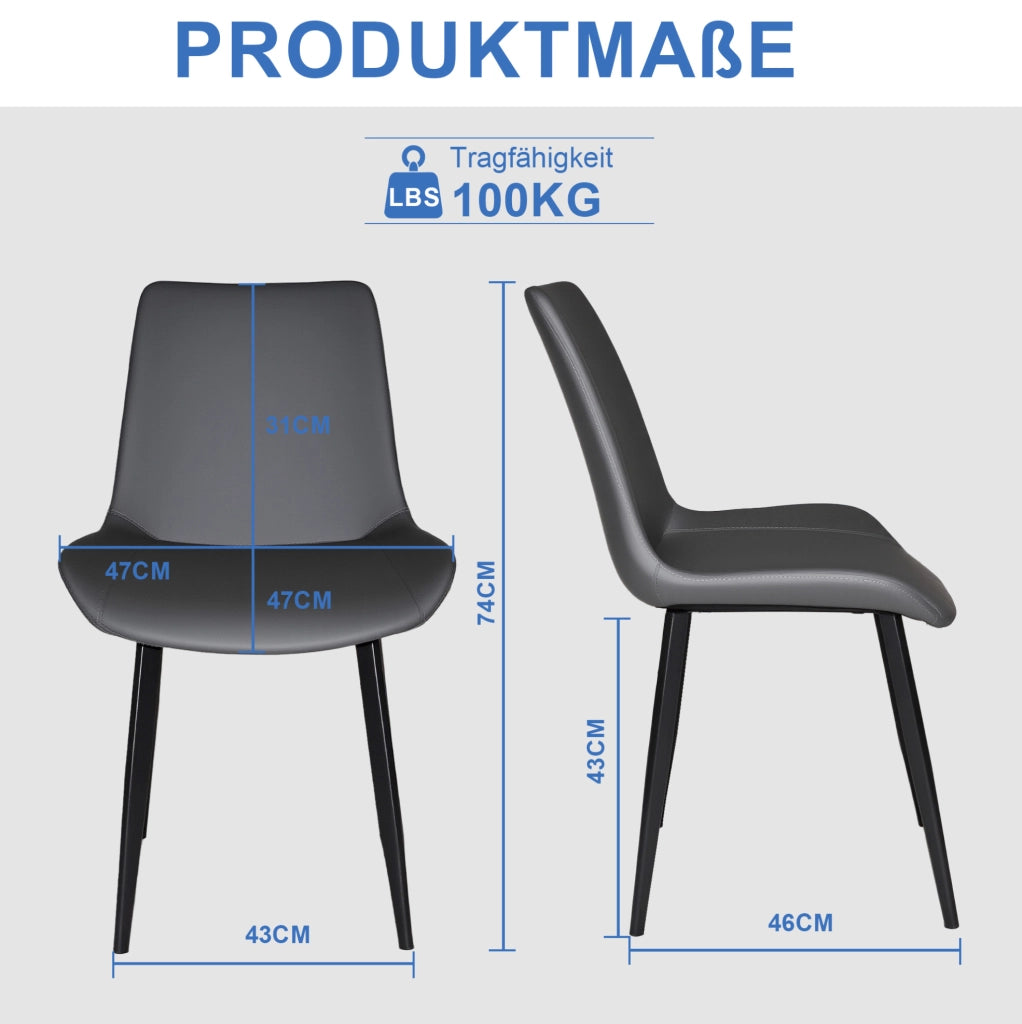 Sedia da pranzo ergonomica in PU grigio con gambe in acciaio al carbonio