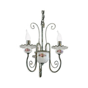 Lampadario Classico Sanremo Metallo E Ceramica Verde Sfumato Oro 3 Luci E14
