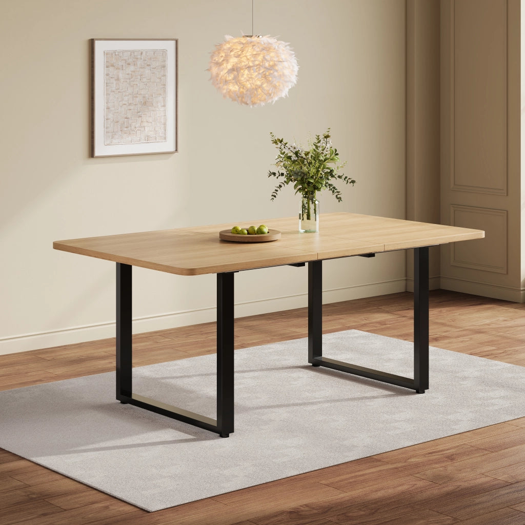 Tavolo da pranzo allungabile a 3 lunghezze 140/180/220 × 80 cm, per 6-10 persone, colore rovere, struttura in MDF