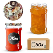 KADAX Seno barattoli per conserve 315ml 50 pezzi 66mm + coperchi "Funghi"