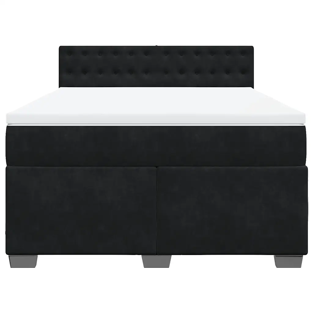 Giroletto a Molle con Materasso Nero 140x190 cm in Velluto 3288620