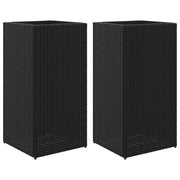 2 pz Fioriere | Cassetta per fiori | Vaso da Giardino Nere 40x40x80 cm in Polyrattan