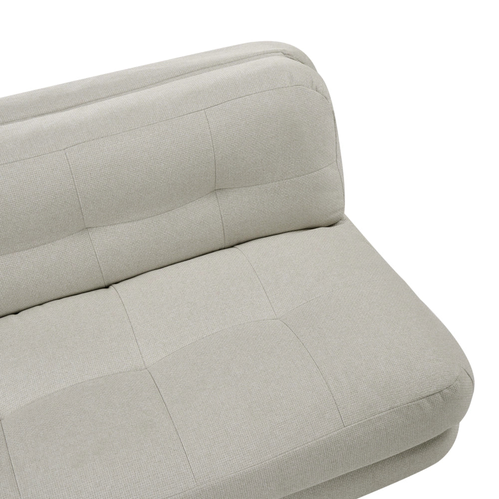 Divano letto bianco sporco rivestimento in finto lino gambe in legno 2 posti funzione letto trapuntato soggiorno camera da letto camera degli ospiti