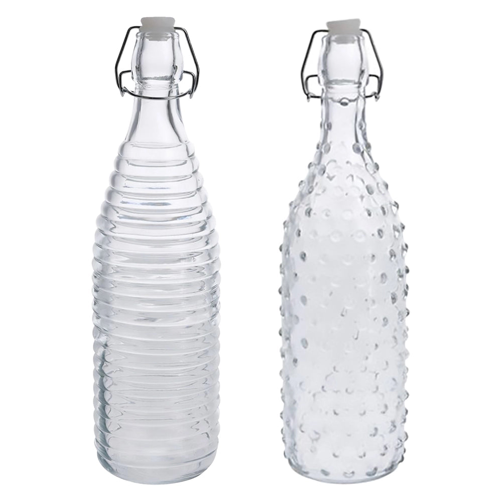 BOTTIGLIA IN VETRO 'DOPPIO DECORO' 1000 ml fondo bianco- 12 pezzi