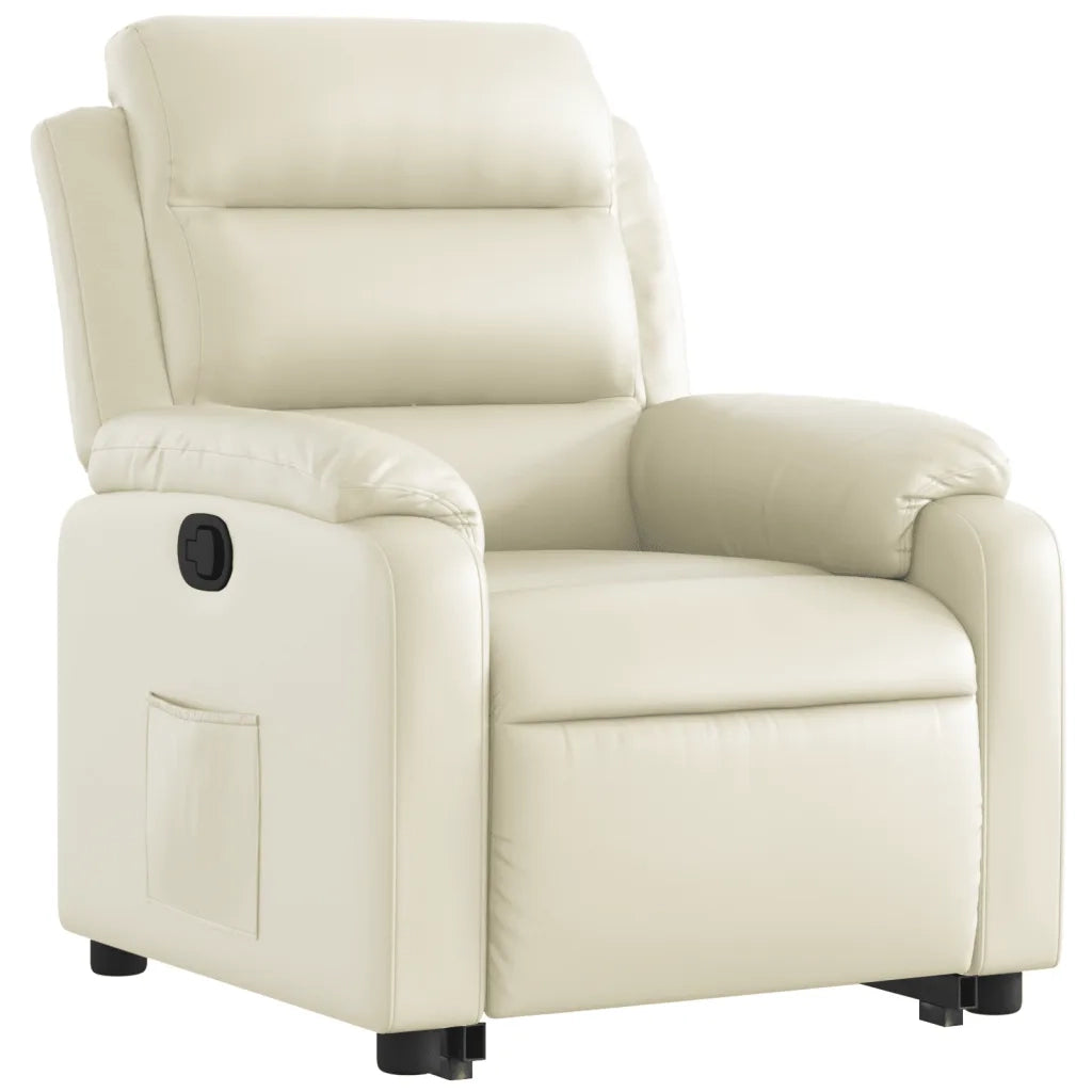 Poltrona Alzapersona Reclinabile Crema in Similpelle 3205043