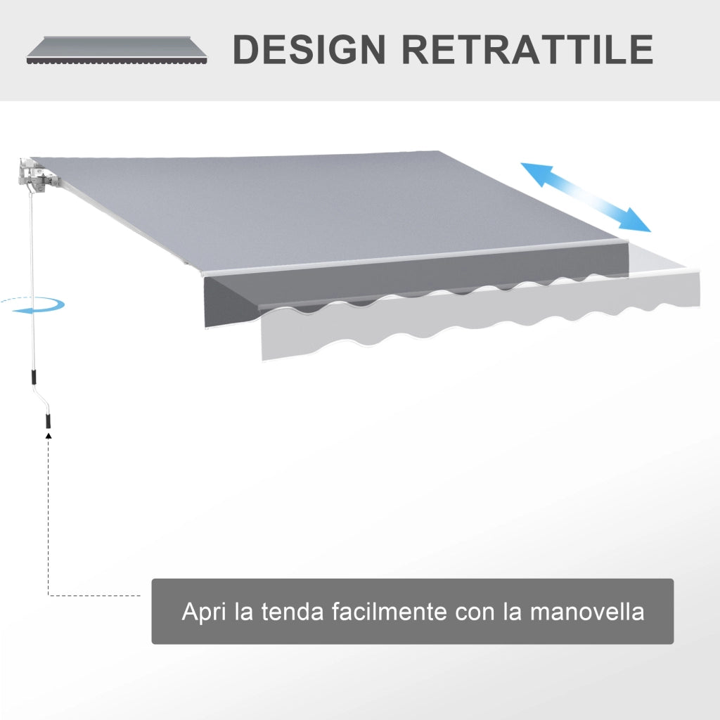 Tenda da sole avvolgibile manuale ¨C zephmum ¨C alluminio e poliestere 2.5x2 m grigio e bianco