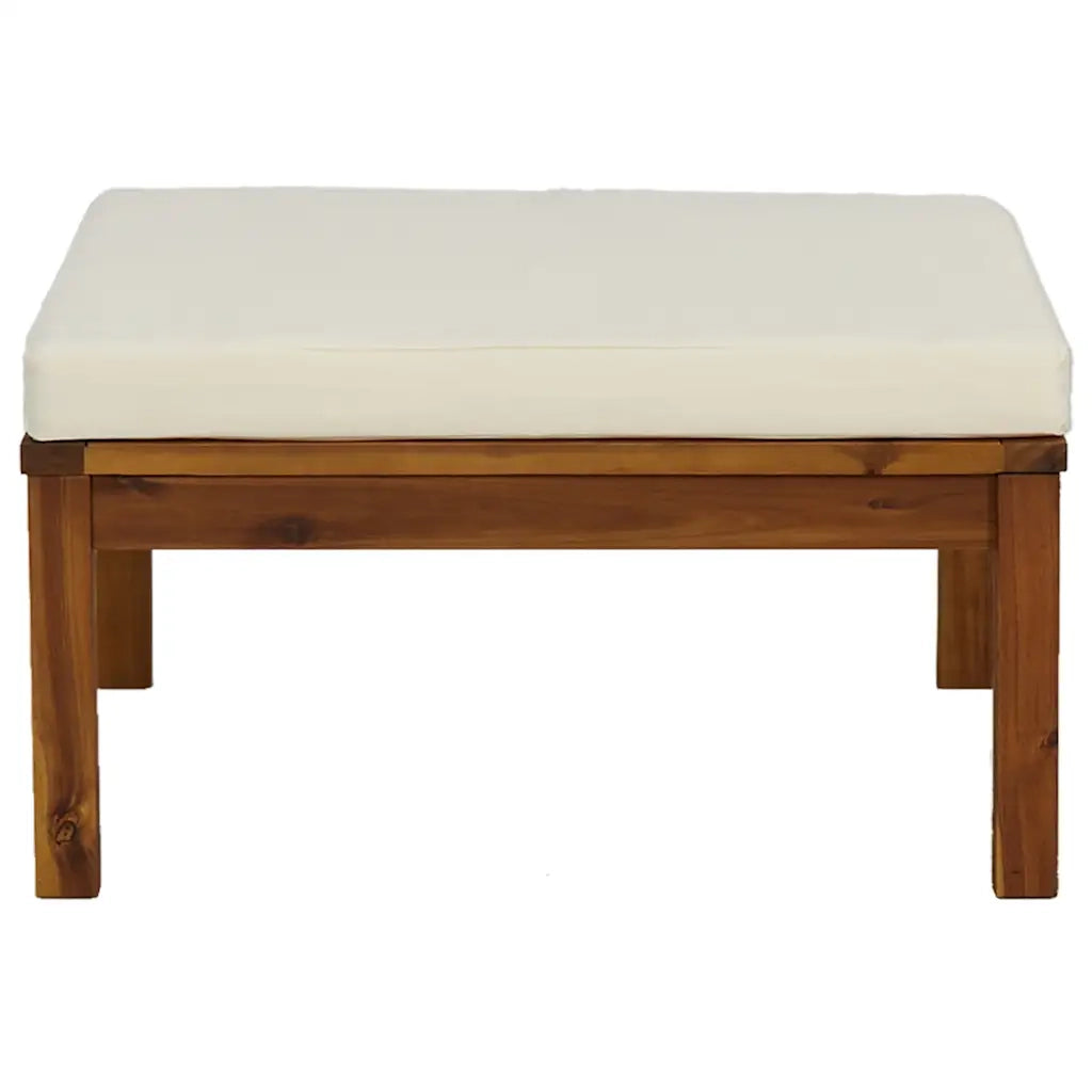 Set Divani Giardino 3 pz Cuscini Bianco Crema in Legno d'Acacia 316281