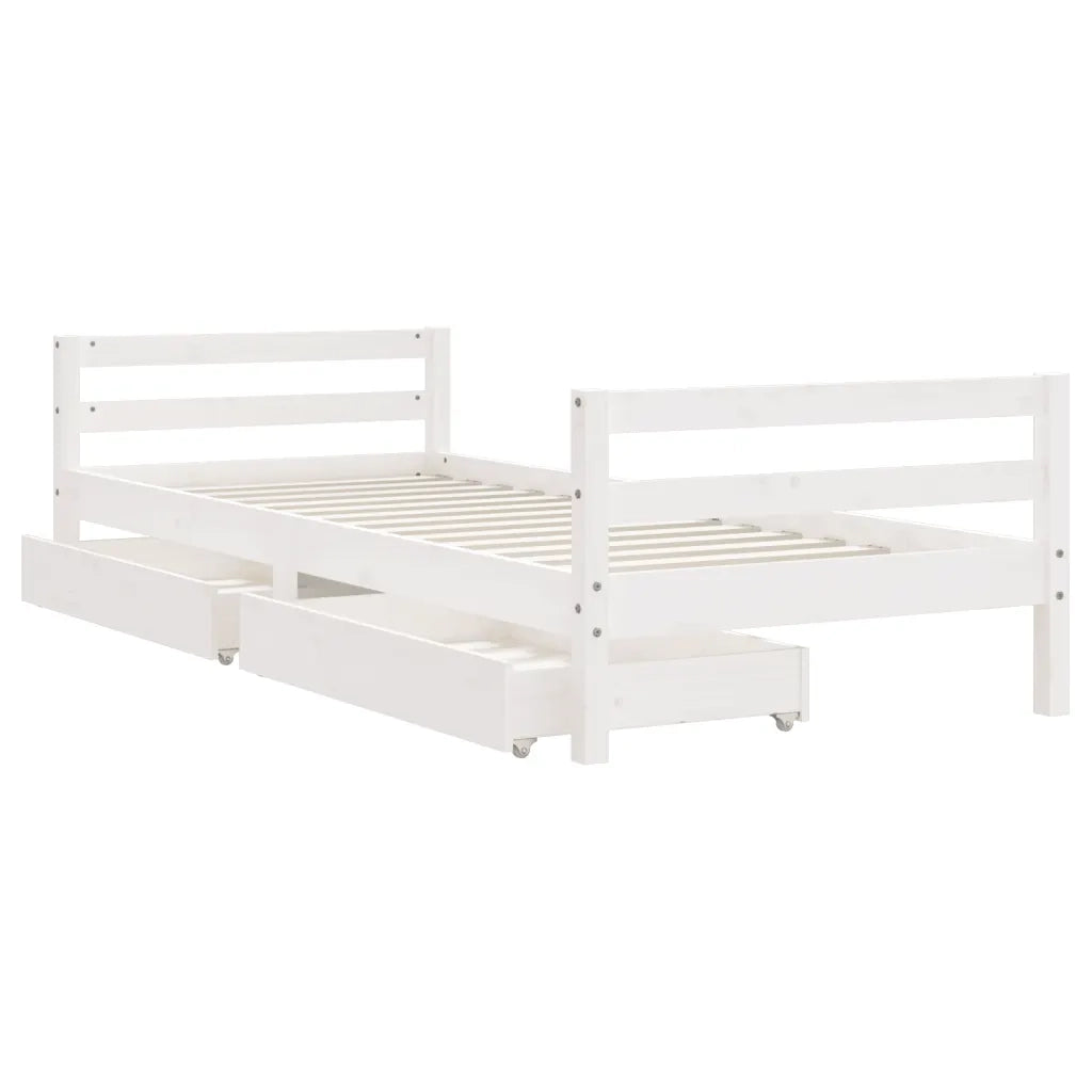 Giroletto Bambini con Cassetti Bianco 80x200cm Massello di Pino 834436
