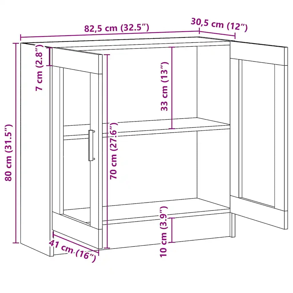 Armadietto con Vetrina Nero 82,5x30,5x80 cm Legno Multistrato 802742