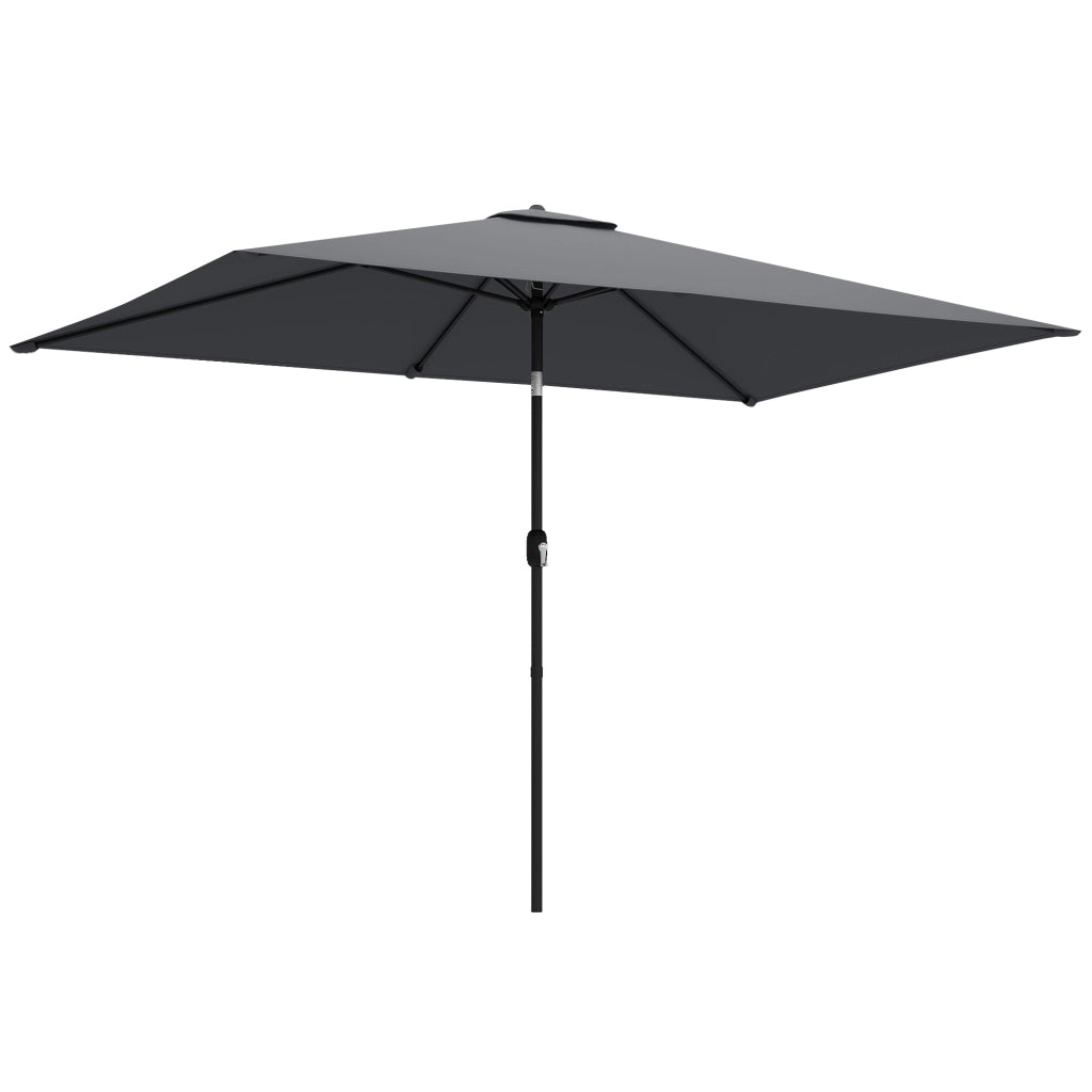 Ombrellone Rettangolare da Giardino 300x200 cm con Manovella in Metallo e Poliestere Grigio Scuro
