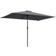 Ombrellone Rettangolare da Giardino 300x200 cm con Manovella in Metallo e Poliestere Grigio Scuro