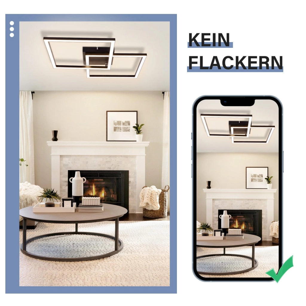 ZMH Lampada da soffitto plafoniera LED quadrata nera 3000K moderna per soggiorno corridoio cucina
