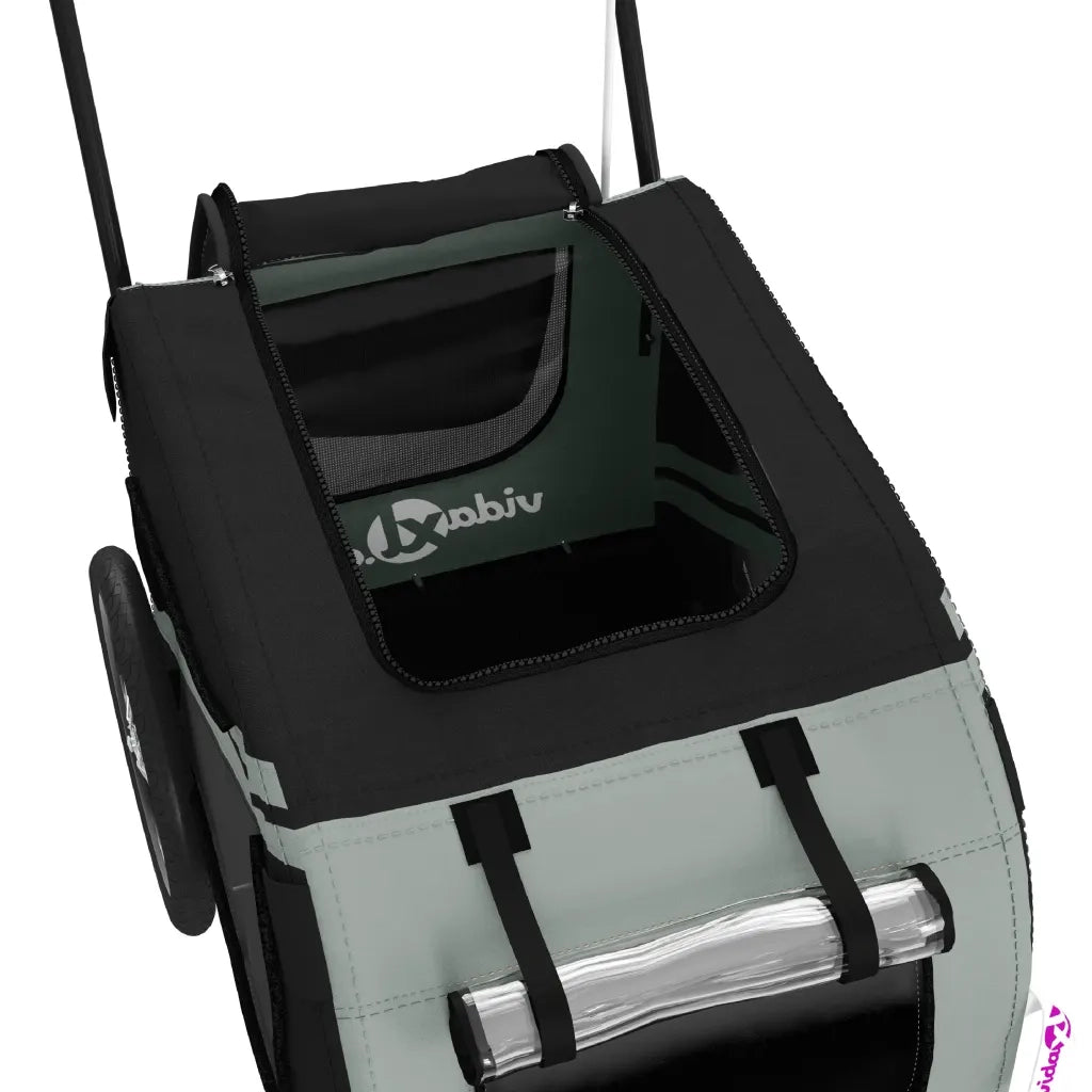Rimorchio da Bici per Animali Grigio e Nero Oxford e Ferro CFW7209191