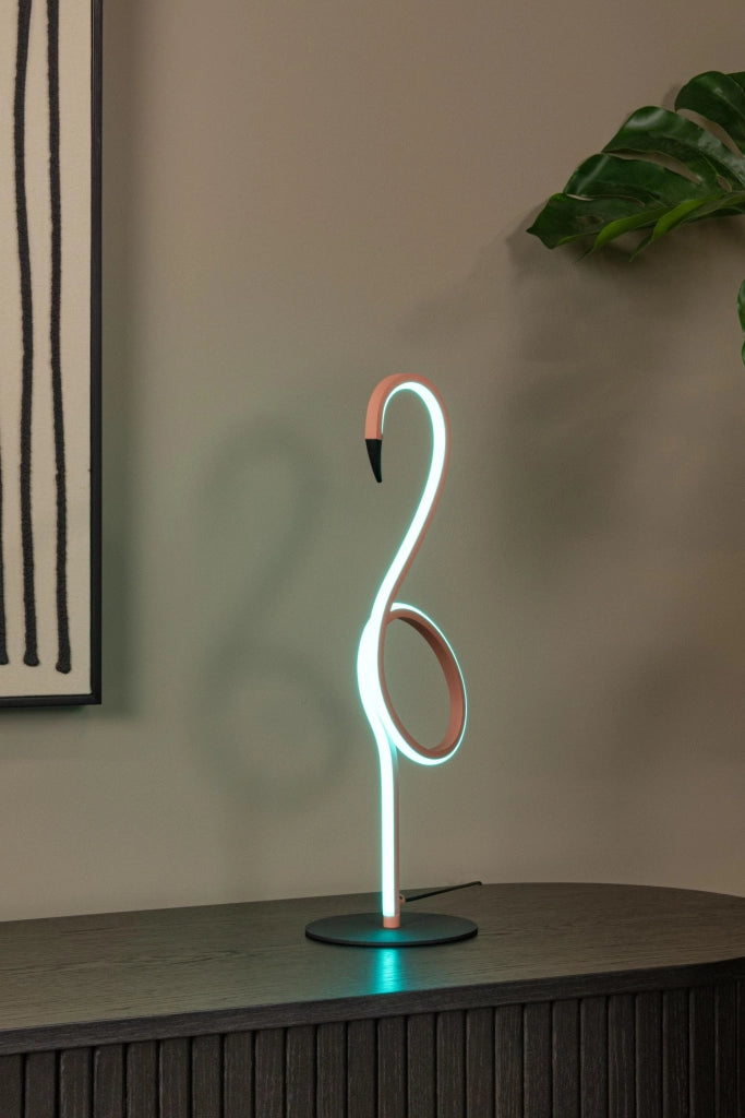 Lampada da tavolo Flamingo LED RGB rosa nero Lucide