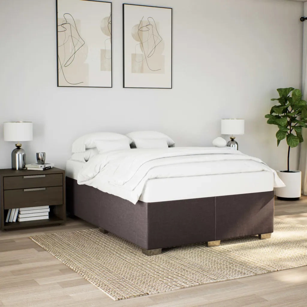 Giroletto a Molle con Materasso Marrone Scuro 160x200cm Tessuto