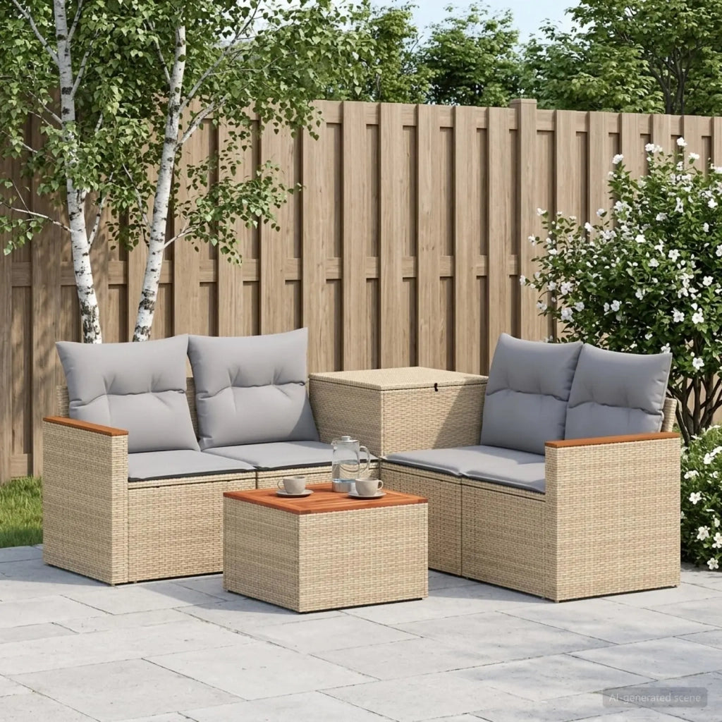 Set di divani 6 pz Beige e Grigio Chiaro 3447631