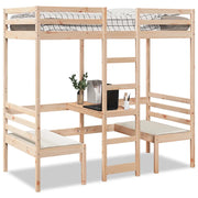 Giroletto Soppalco con Scrivania e Sedie-Struttura Letto 80x200cm Legno Pino