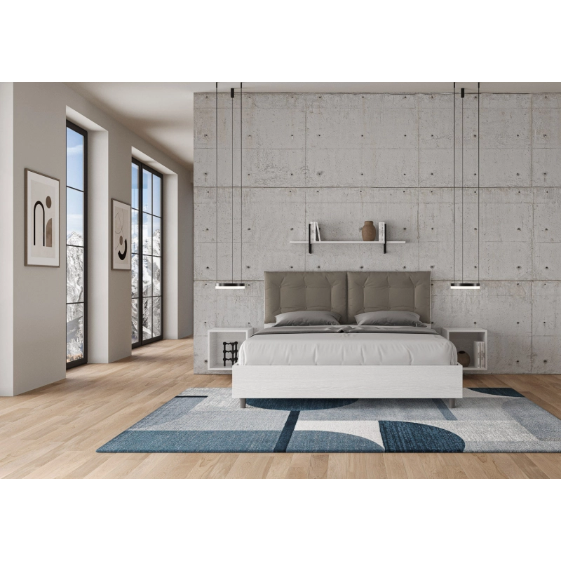 Letto Matrimoniale 160x200 cm cuscinatura Egos Annalisa - Similpelle,Cappuccino,Con rete