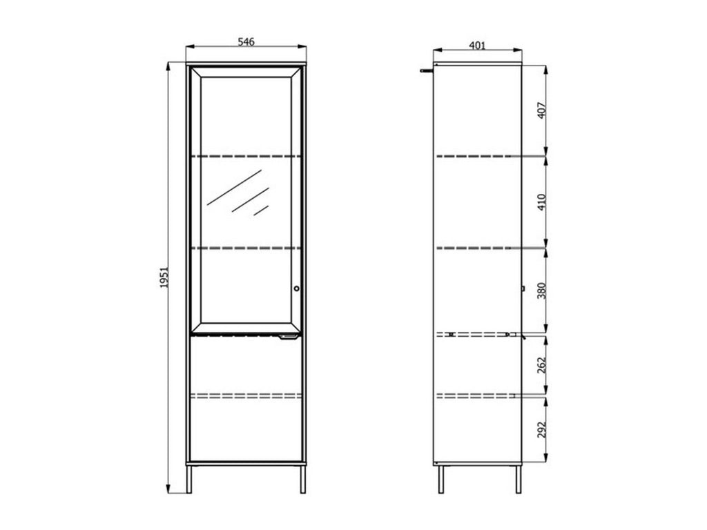 Mobile Espositore Sorisole, Vetrina 4 Ripiani, 54.5x40x195h cm Marrone Rovere Nodi