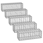 Set di 5 gabbioni per pietre gabbia metallica cestino per pietre maglia 5 x 10 cm zincato muro decorazione da giardino 100 x 50 x 30 cm grigio 12_0005966