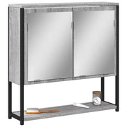 Elegante mobiletto a specchio da bagno a parete 60 x 16 x 60 cm pratico contenitore in legno composito grigio 02_0049426
