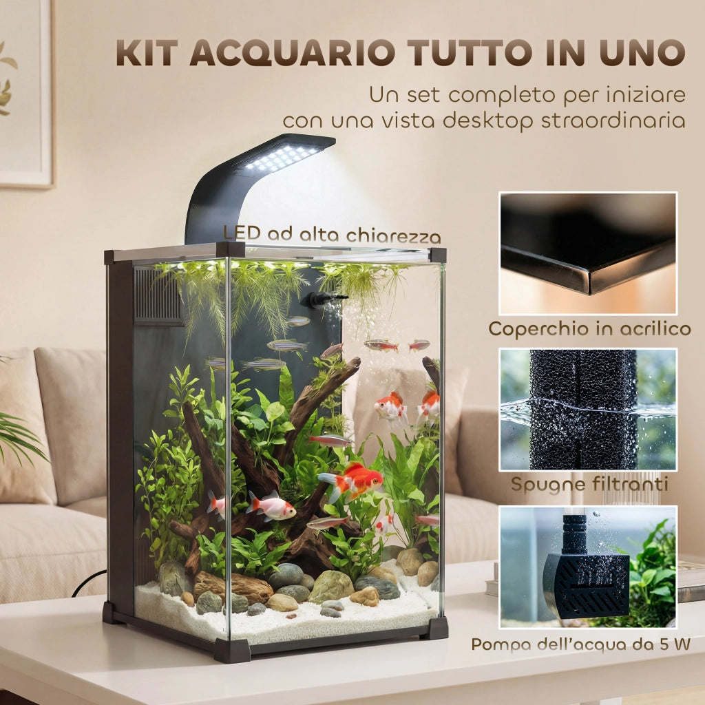 Acquario con Filtro ¨C zephmum ¨C Nero 30x30x45.5cm