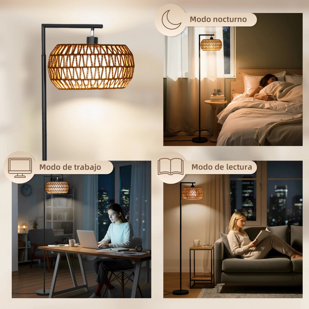 Lampada da Terra a Doppia Campana con Telecomando ¨C zephmum ¨C 3 Luci, Regolabile, Boema