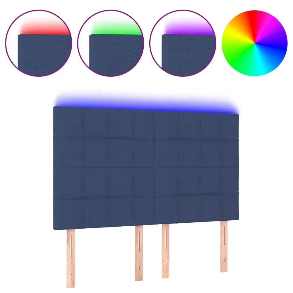 Testiera a LED-Testata con LED Blu 144x5x118/128 cm in Tessuto 598605