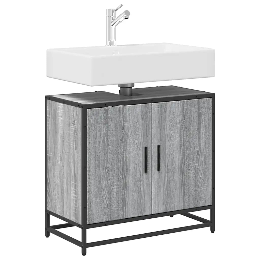 Mobile Lavabo Bagno Grigio Sonoma 65x33x60 cm Legno Multistrato 849267