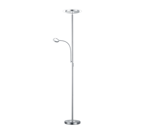 Lampada Piantana 2 Luci Tonde Acciaio Moderna 18W H 180 cm Ackbar GD Trio