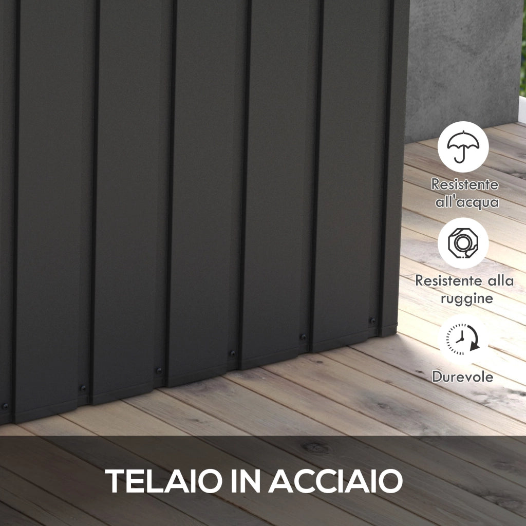 Panca Contenitore con Rotelle ¨C Xylo ¨C Acciaio PP Grigio Scuro 450L 125.5x61.5x70cm