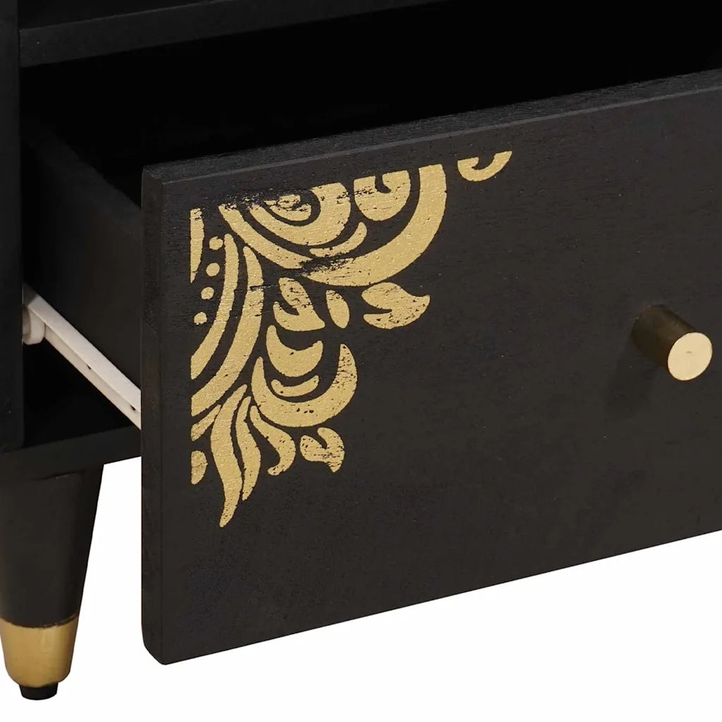 Set di 2 Comodini | Armadio da Notte | Mobiletto da notte con cassetto Nero 40 x 33 x 46 cm