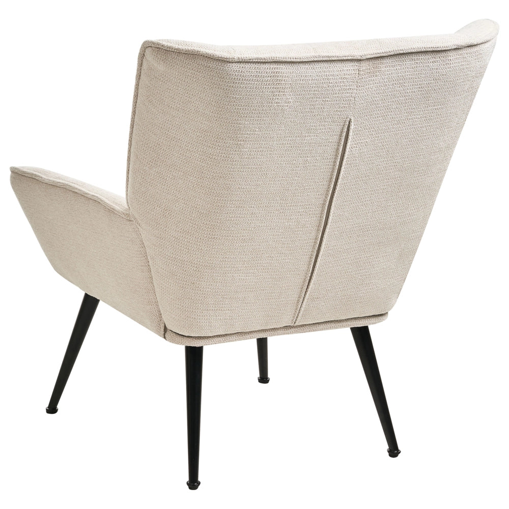 Poltrona in stile retrò con rivestimento idrorepellente gambe in acciaio imbottitura trapuntata e braccioli beige chiaro