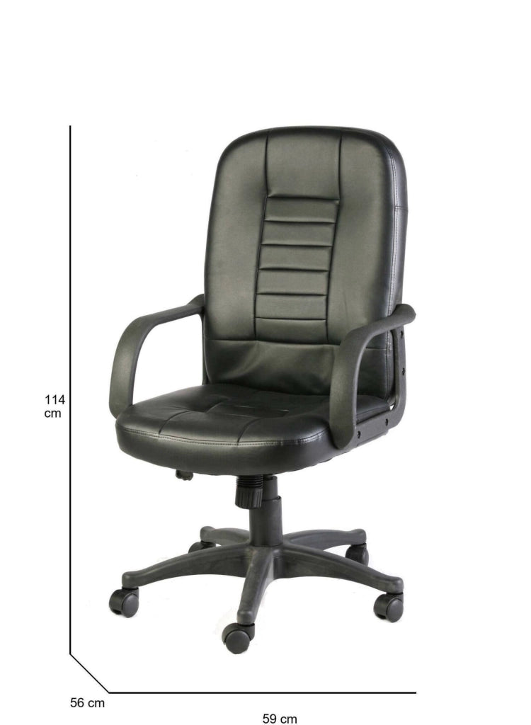 Sedia da ufficio Ogni, Poltrona direzionale con braccioli, Sedia ergonomica da ufficio, Nero, 56x59h104/114 cm