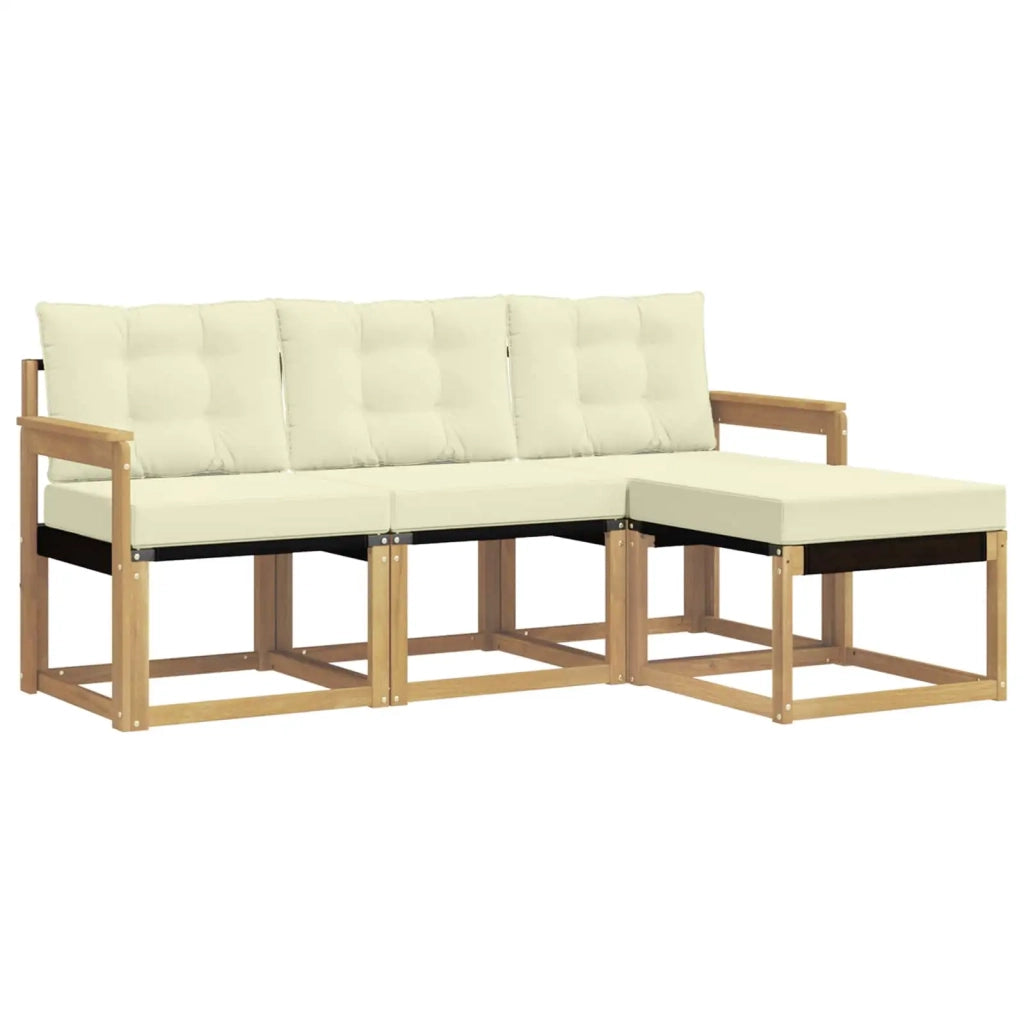 Set di divani da esterno con cuscino 4 pcs Bianco e Crema 3389348