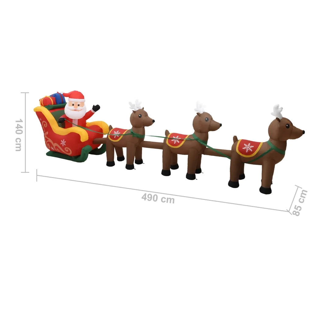 Decorazione Babbo Natale Gonfiabile con Renne LED 490 cm 288849