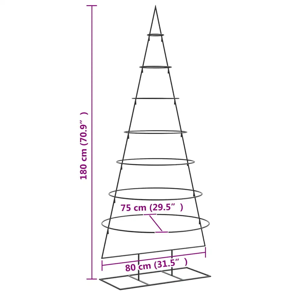 Albero di Natale Decorativo-Decorazioni natalizie in Metallo Nero 180 cm 285925