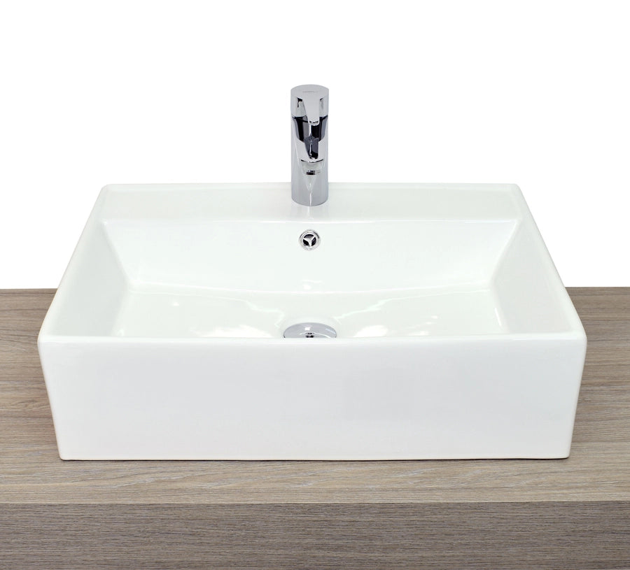 Lavabo da appoggio con troppo pieno 58x45x15 cm bianco Mues Tile