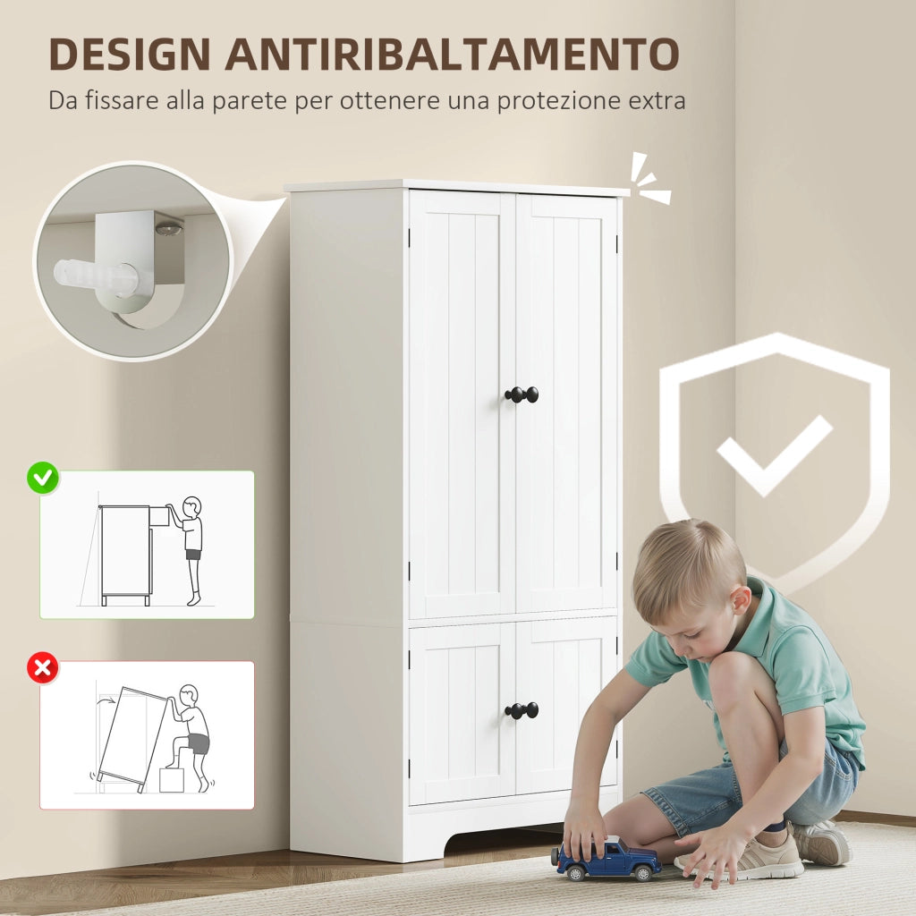 Credenza Cucina 58,2x30x123 cm con 2 Armadietti in MDF Bianco