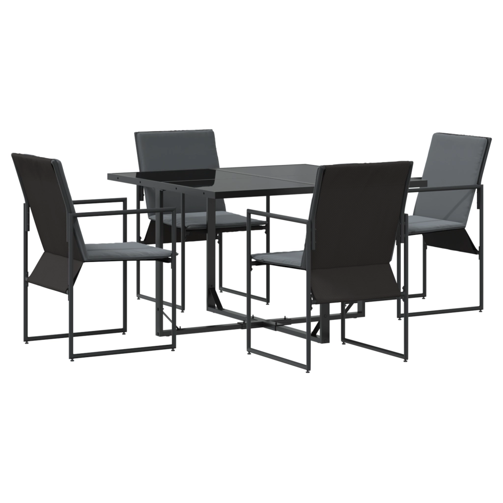 Set da Pranzo da Giardino in 6 Pezzi con Cuscini in Acciaio e Textilene