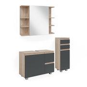 Vicco Set mobili bagno Sonoma 3 parti, con armadio midi