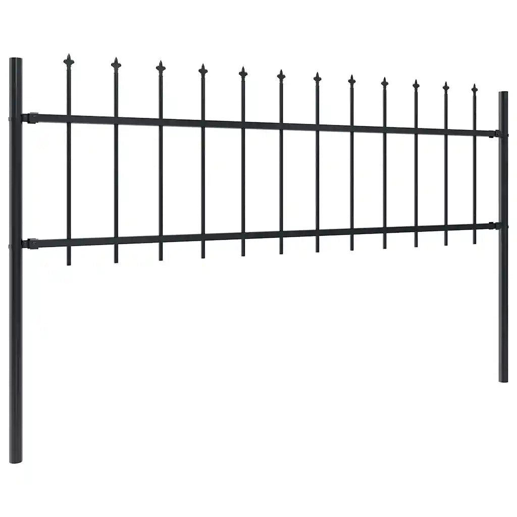 Recinzione da Giardino con Punta a Lancia in Acciaio 1506x60 cm Nero 277601
