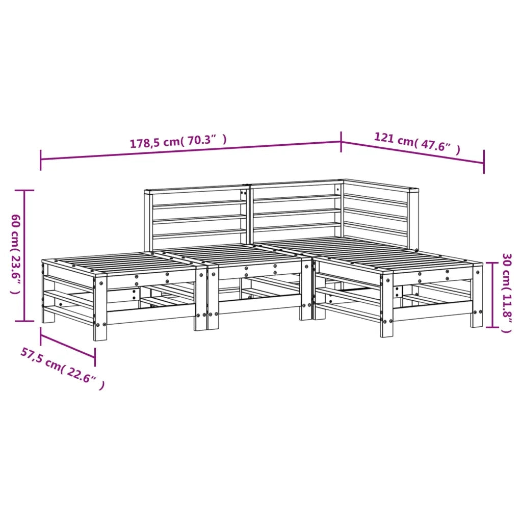 Set Salotto da Giardino 4 pz | Set di Mobili da Esterno in Legno Massello di Douglas