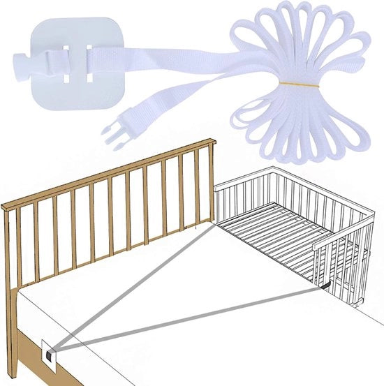 Raccordo per lettino da bambino - Fissaggio al lettino supplementare - Raccordo per box spring - 2,5 cm × 6 m - Raccordo fermo per lettino da bambino - Raccordo per lettino supplementare da bambino box spring