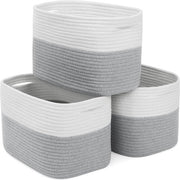 Materassi in Cotone con Maniglie a Tessuto per la Conservazione - Organizzatori Pieghevoli per Salotto, Camera dei Bambini, Cucina e Libri (Bianco/Grigio)