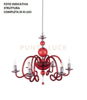 LAMPADARIO VIVALDI 8 LUCI RUBINO CROMO ATTACCO E14 D.88CM