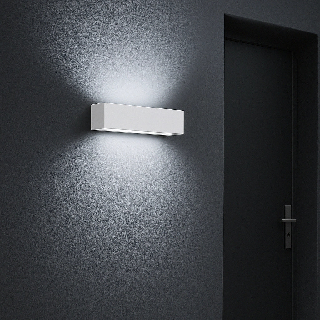 Applique Bianco a LED da Esterno IP65 Biemissione 14W con Selettore Colore, 1100 Lumen, Luce Calda Naturale Fredda, Alluminio, per Facciata